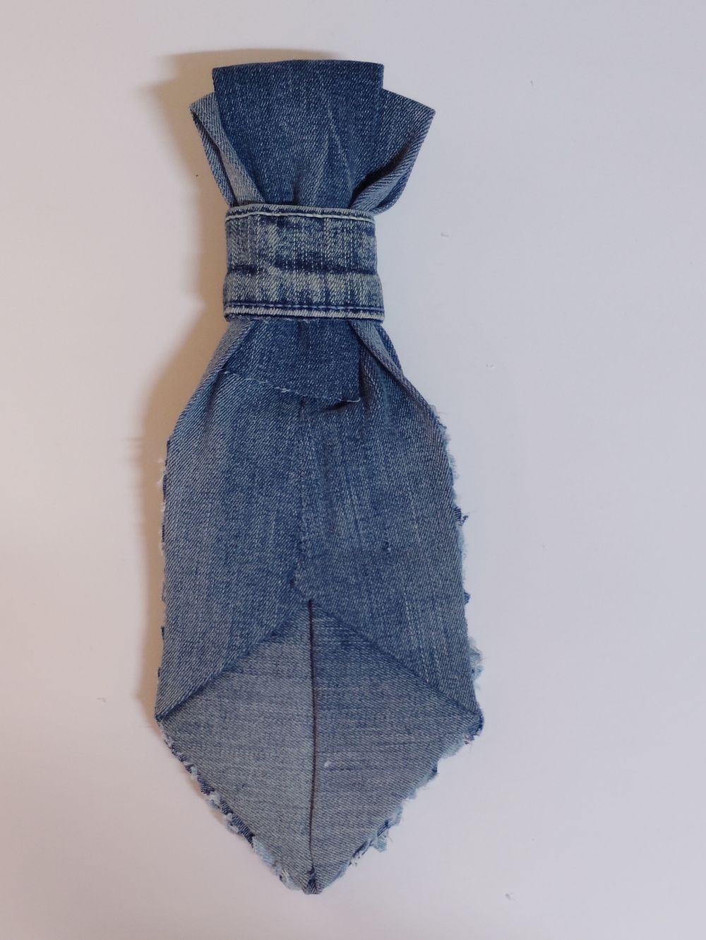 Women's Denim Ruffle Tie - Picture 2 of 3
